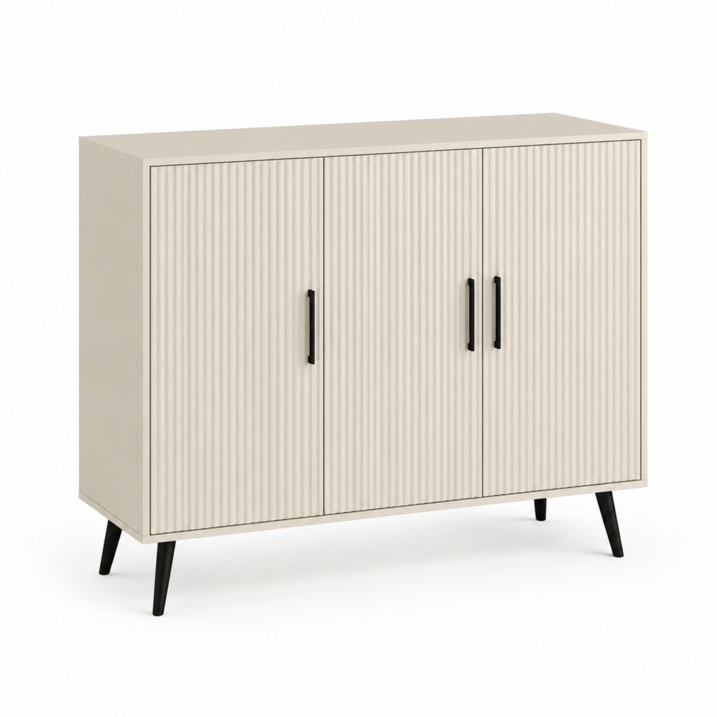 Buffet de salle à manger 3 portes beige en panneaux de particules 120 x 40 x 90 cm