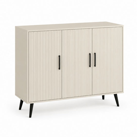 Buffet de salle à manger 3 portes beige en panneaux de particules 120 x 40 x 90 cm