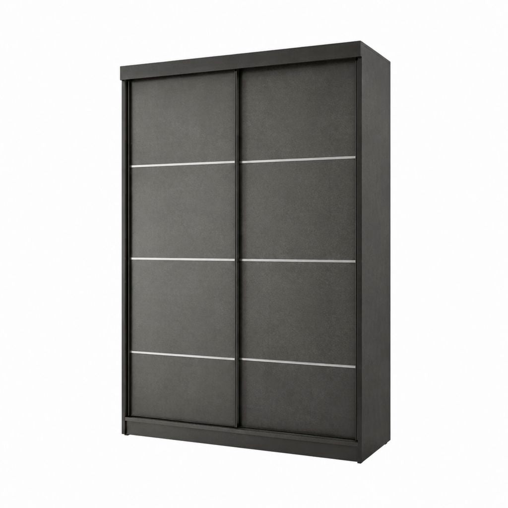 Armoire de chambre à portes coulissantes gris anthracite en panneaux de particules mélaminés 120 x 60 x 200 cm