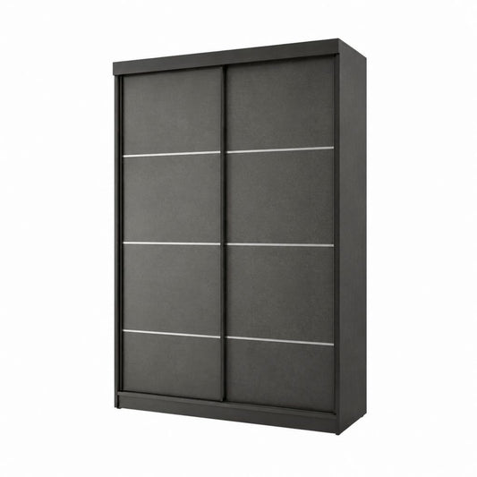 Armoire de chambre à portes coulissantes gris anthracite en panneaux de particules mélaminés 120 x 60 x 200 cm