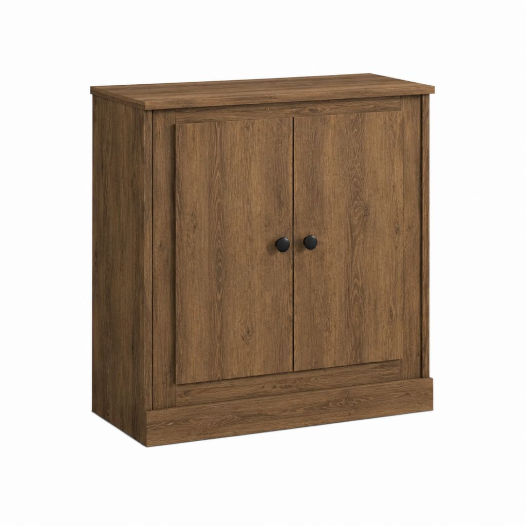 Buffet 2 portes rectangulaire brun noyer en panneaux de particules 80 x 40 x 100 cm