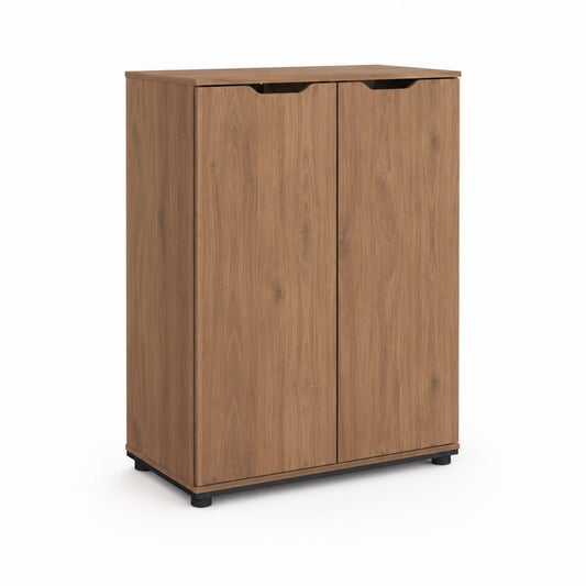Buffet de rangement 2 portes noyer en panneaux de particules rectangulaire 80 x 40 x 120 cm
