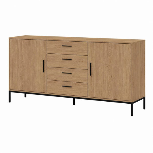 Buffet de salle à manger rectangulaire chêne clair panneaux de particules 160 x 40 x 85 cm